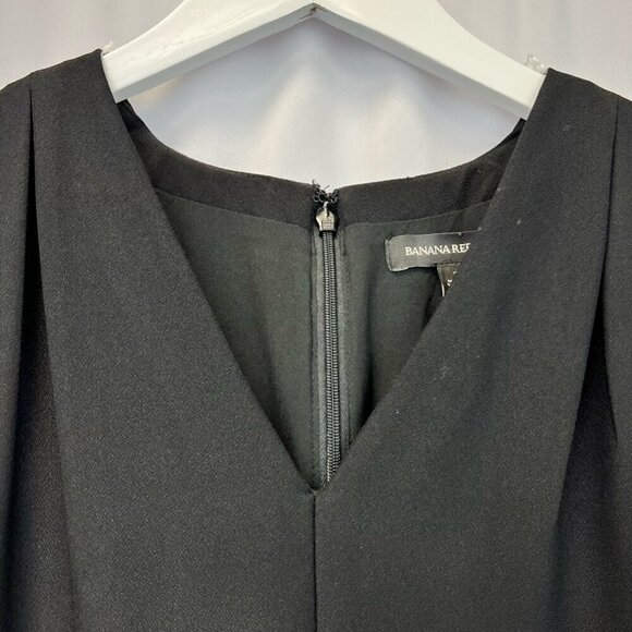 Banana Republic Womens A Line Dress Solid Black V Neck Sleeveless Knee Length 2 - Picture 10 of 11